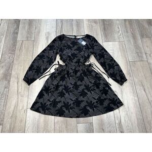 Universal Thread cut out sides black floral linen knee length dress size S